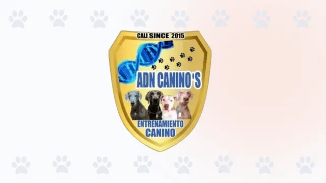 Logo de ADN Canino's, especialistas en adiestramiento canino y paseadores de perros en Cali, presentado sobre el fondo de marca profesional de PubliPet.