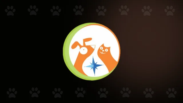 Logo de Center Can, clínica veterinaria en Cali, mostrando un perro y un gato con una estrella brillante que simboliza la salud.