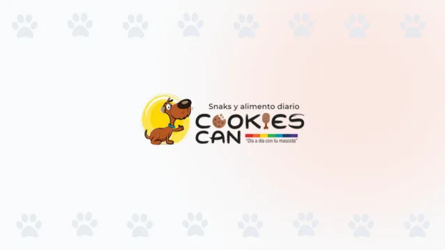 Logo de Cookies Can, tienda especializada en snacks y alimentos para perros en Cali, con una caricatura de un perro feliz.