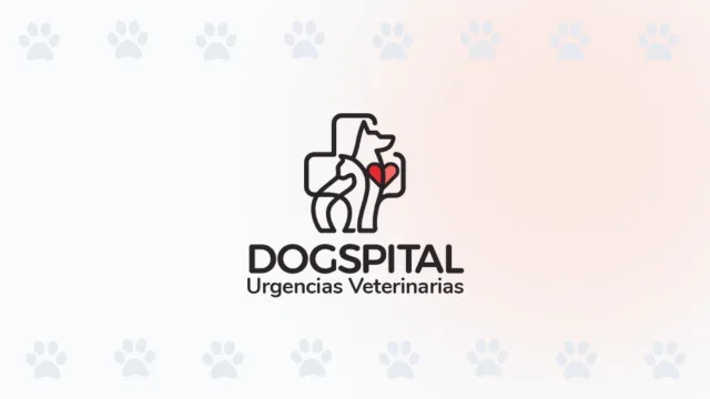Logo de Dogspital, servicio de urgencias veterinarias en Cali, con un diseño que integra un perro, un gato y una cruz médica.