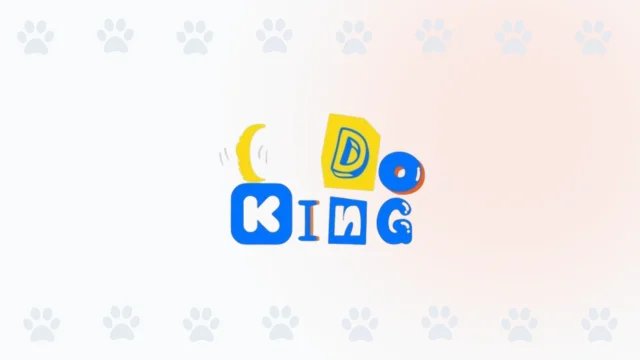 Logo divertido y colorido de King Dog, tienda de alimentos y accesorios para perros en Cali.