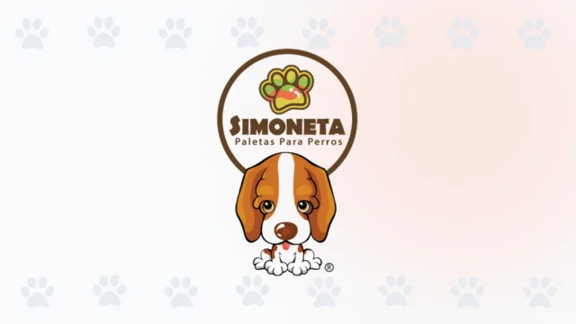 Logo de Simoneta Paletas para perros en Cali, con la caricatura de un cachorro Beagle.