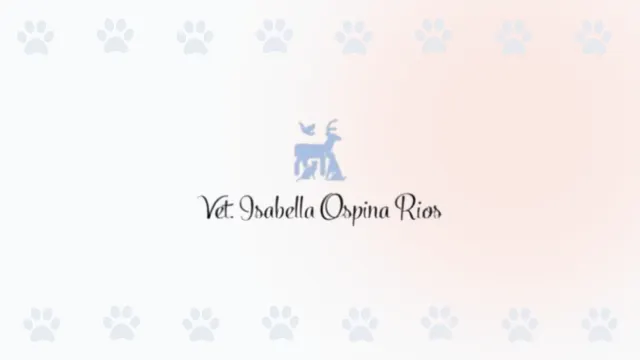 Logo de la Veterinaria Isabella Ospina Rios, con siluetas de animales silvestres y domésticos.