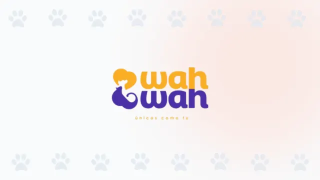 Logo divertido de Wah Wah Pet Shop en Cali, con el lema "únicos como tu".