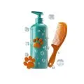 Botella de shampoo y peine para mascotas, icono para la categoría Cuidado y Bienestar de PubliPet.