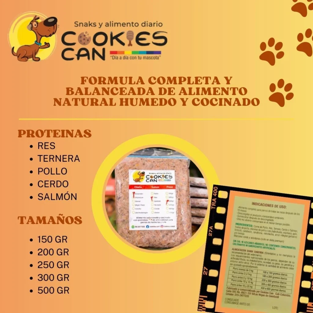 Alimento natural húmedo para mascotas Cookies Can en Cali