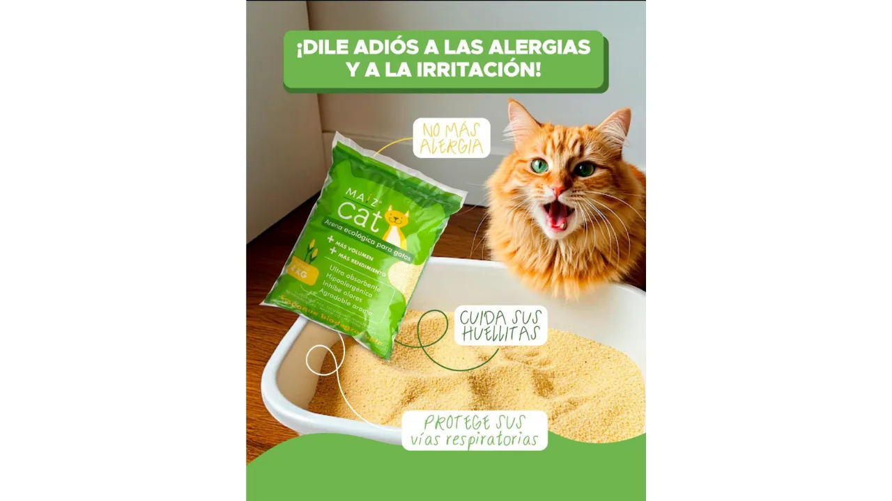Arena ecológica biodegradable para gatos Maiz Cat de Gatiando Cali