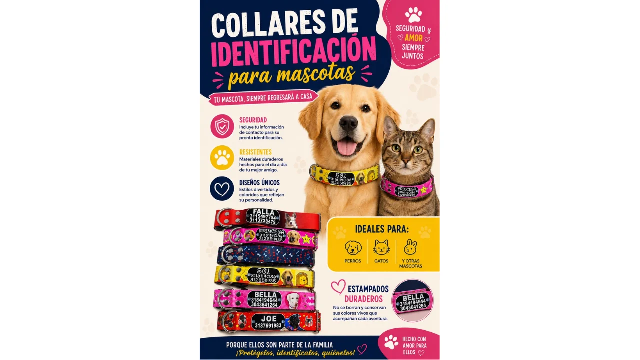 Collares personalizados de identificación para perros y gatos Gatiando Cali