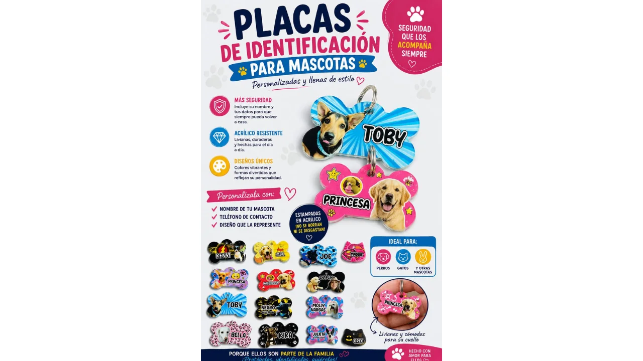 Placas acrílicas de identificación personalizadas para perros y gatos Gatiando Cali